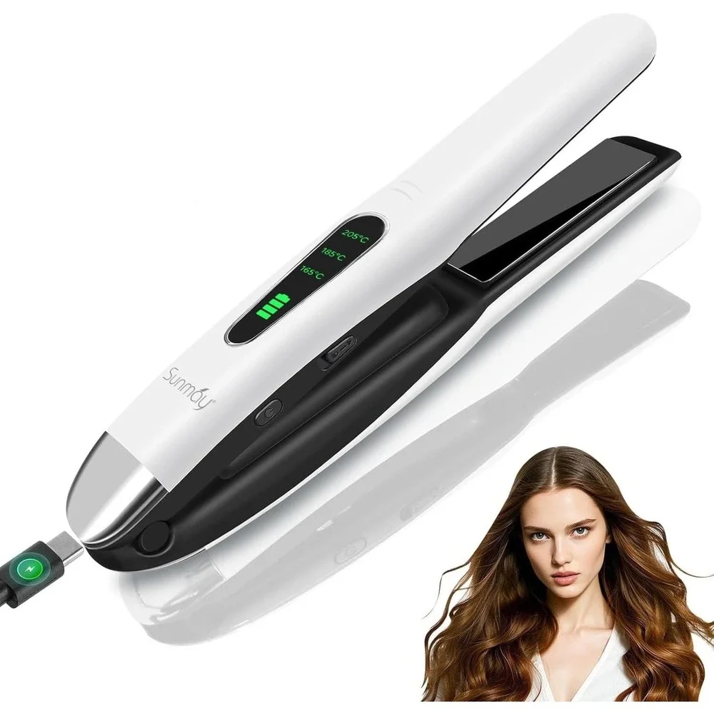 SUNMAY Voga Cordless Hair Straighteners And Curler Mini Flat Iron Curling Wand